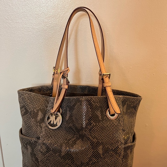 Michael Kors Tan Snake Print Tote - Picture 3 of 11